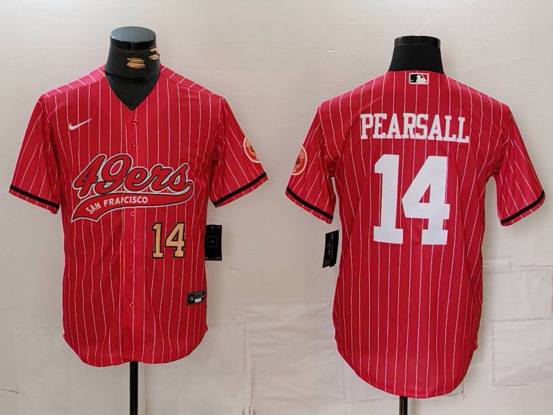 Men San Francisco 49ers 14 Pearsall Red Stripe Joint Name 2024 Nike Limited NFL Jersey style 2